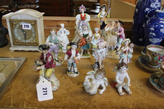 Collection of porcelain figures including Carl Thieme, Worcester etc